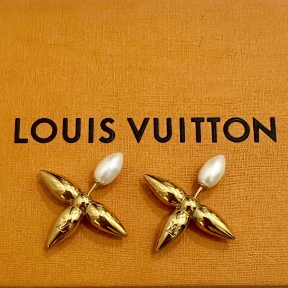 Louis Vuitton Louisette Macro Gold & Pearl Earrings - Picture 1 of 13